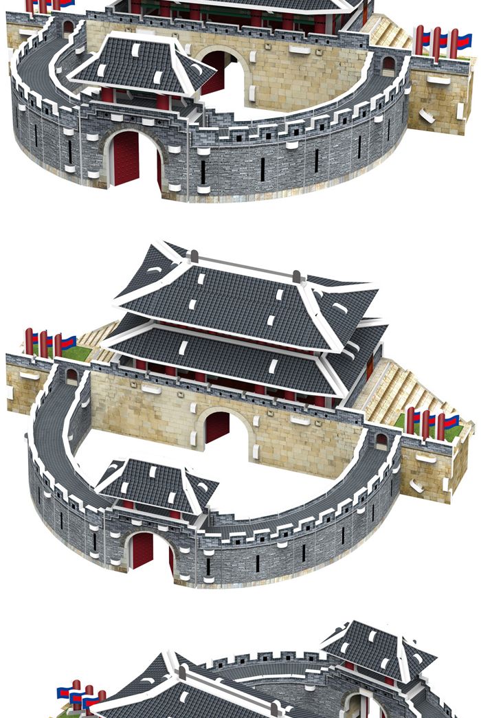 페이퍼락(3D입체퍼즐) 수원화성 팔달문 (WA116)/문화재퍼즐/문화재입체퍼즐/문화재3D퍼즐/입체퍼즐/3D퍼즐/