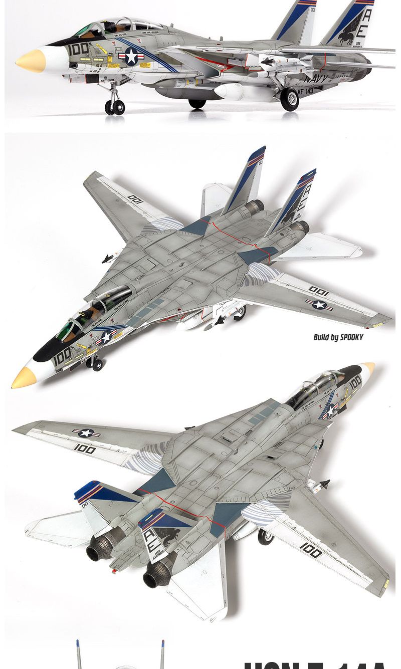 (ACD0381) 아카데미과학 F-14A 퓨킨독스 1 72 프라모델 VF-143 전투기 조립모형/만들기/프라모델조립/과학