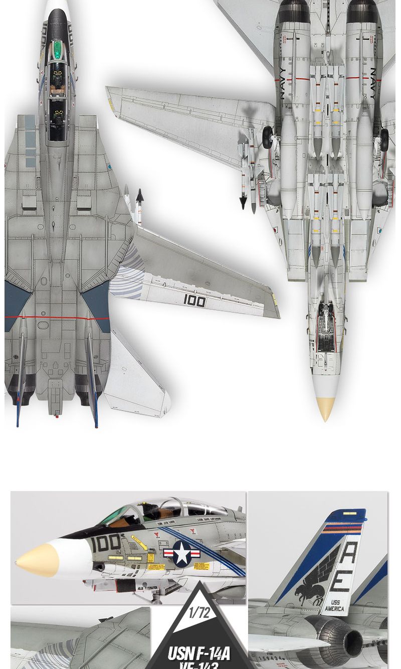 (ACD0381) 아카데미과학 F-14A 퓨킨독스 1 72 프라모델 VF-143 전투기 조립모형/만들기/프라모델조립/과학