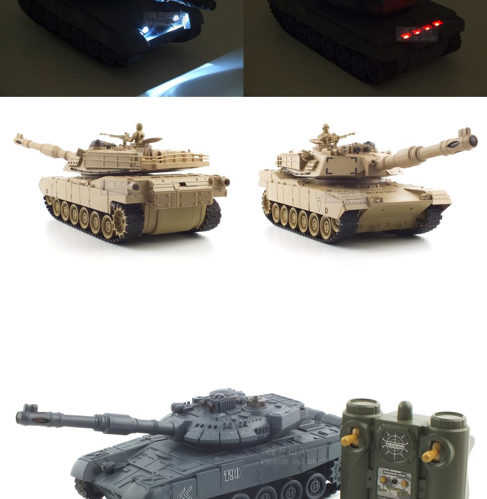 (2.4GHz)1 28 배틀탱크 세트 2.4GHz R C T-90 vs M1A2 (YAK237003SET) 에이브람스 탱크 무선모형 RC/RC카/