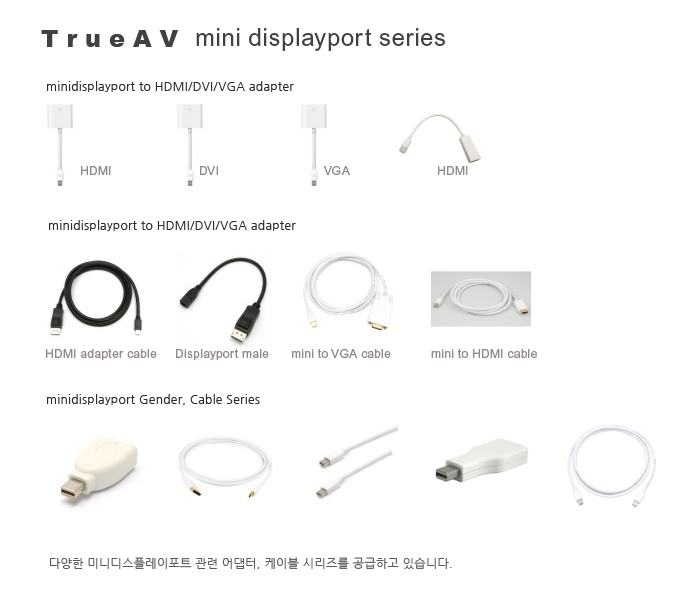 TrueAV Mini Displayport HDMI 어댑터 MDP변환/케이블/디스플레이/디스플레이케이블/미니디피케이블/디피케