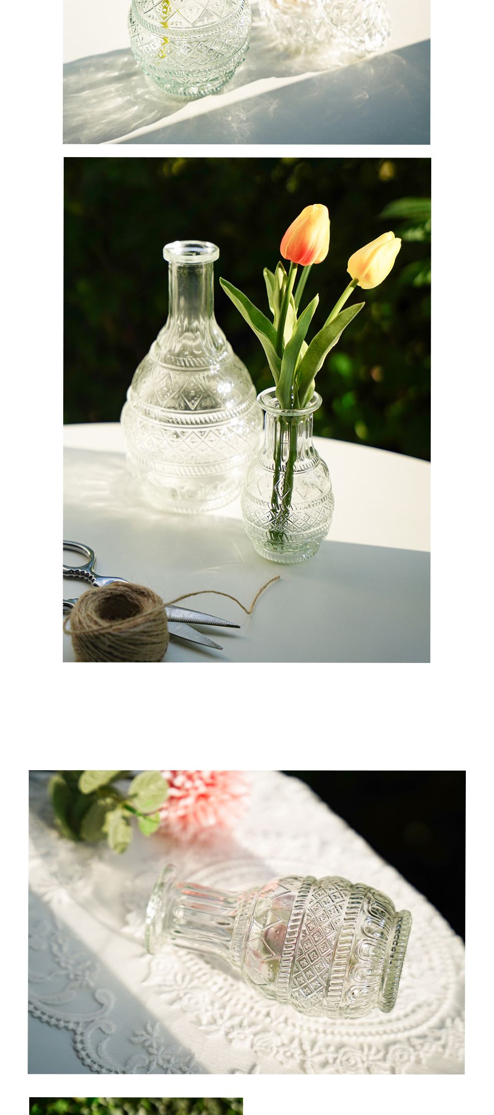 크리스탈 아즈텍 보틀 화병 (3sizs) (S)/빈티지무드/킨포크스타일/빈티지꽃병/빈티지화병/유리꽃화병/유리