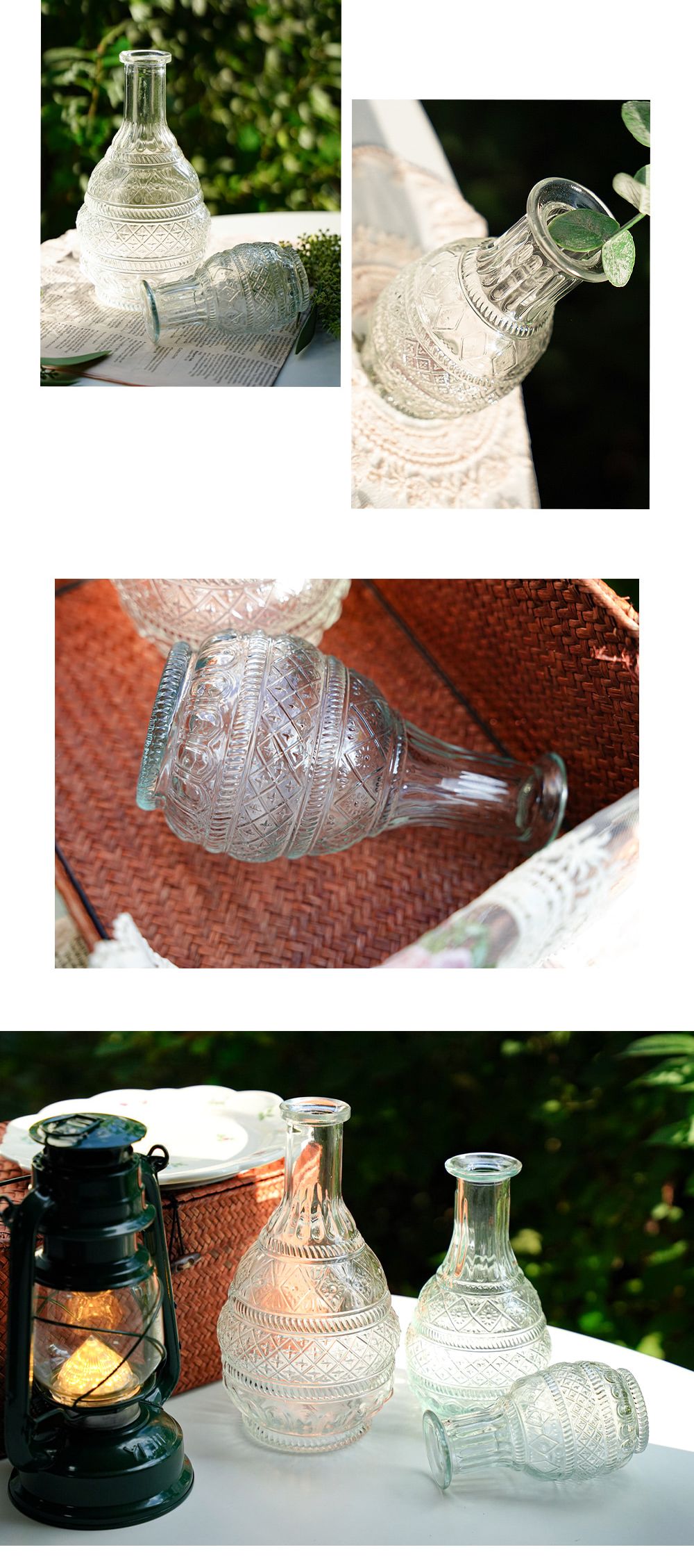 크리스탈 아즈텍 보틀 화병 (3sizs) (S)/빈티지무드/킨포크스타일/빈티지꽃병/빈티지화병/유리꽃화병/유리