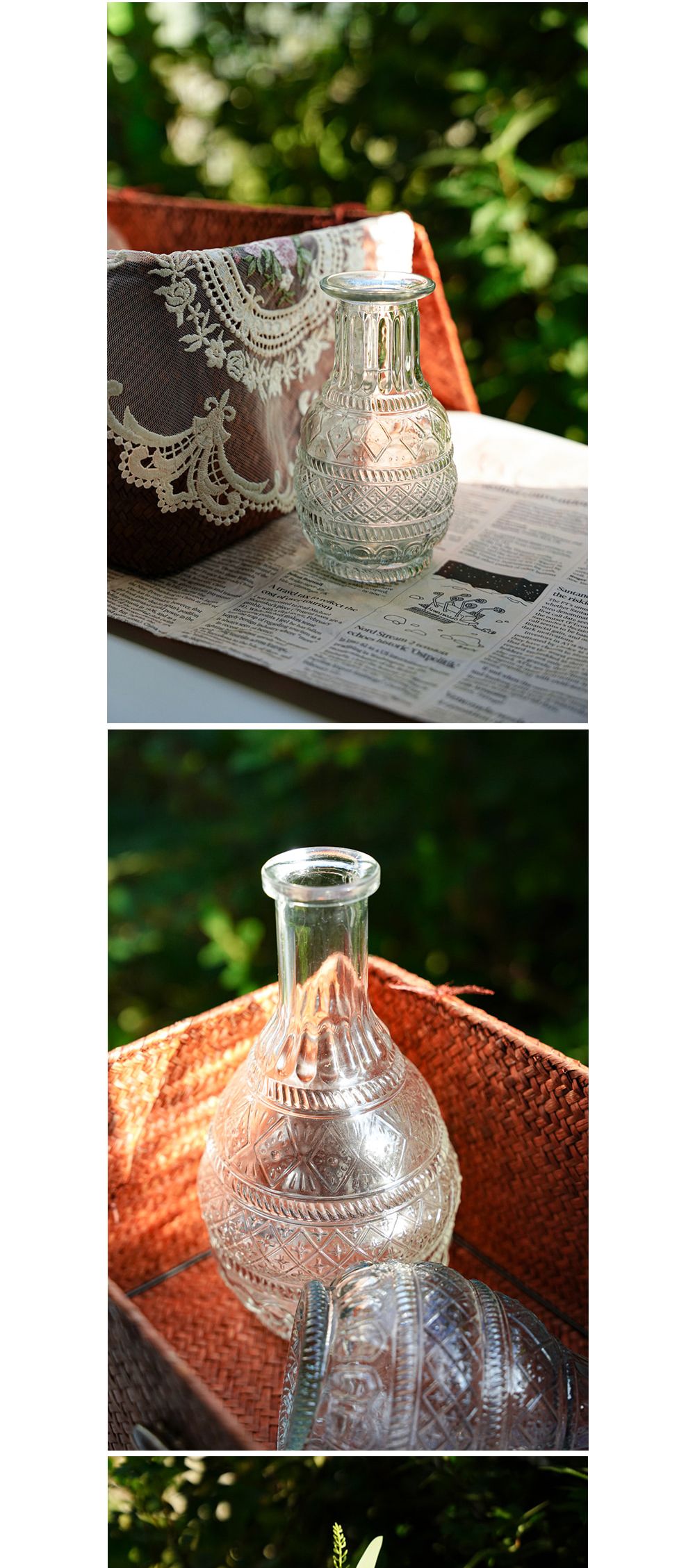 크리스탈 아즈텍 보틀 화병 (3sizs) (S)/빈티지무드/킨포크스타일/빈티지꽃병/빈티지화병/유리꽃화병/유리