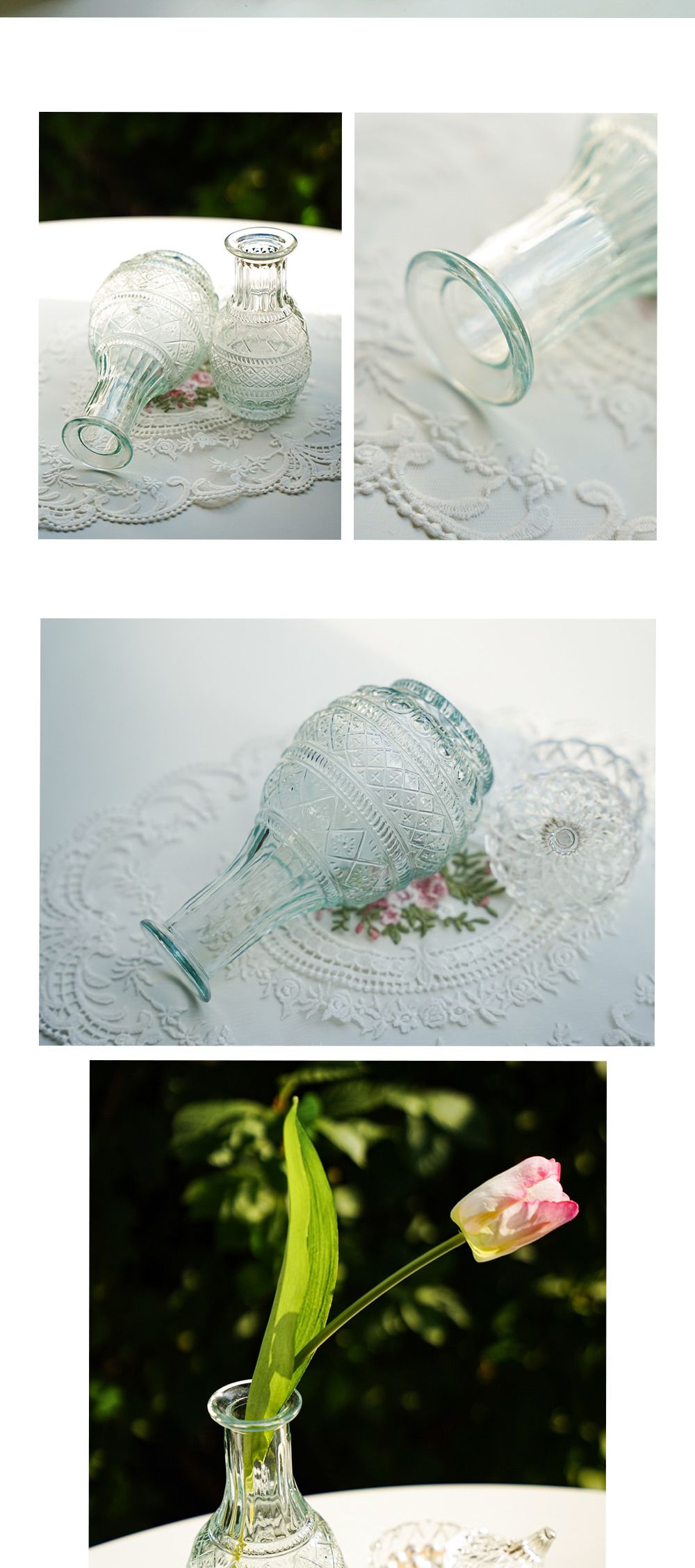 크리스탈 아즈텍 보틀 화병 (3sizs) (M)/빈티지무드/킨포크스타일/빈티지꽃병/빈티지화병/유리꽃화병/유리