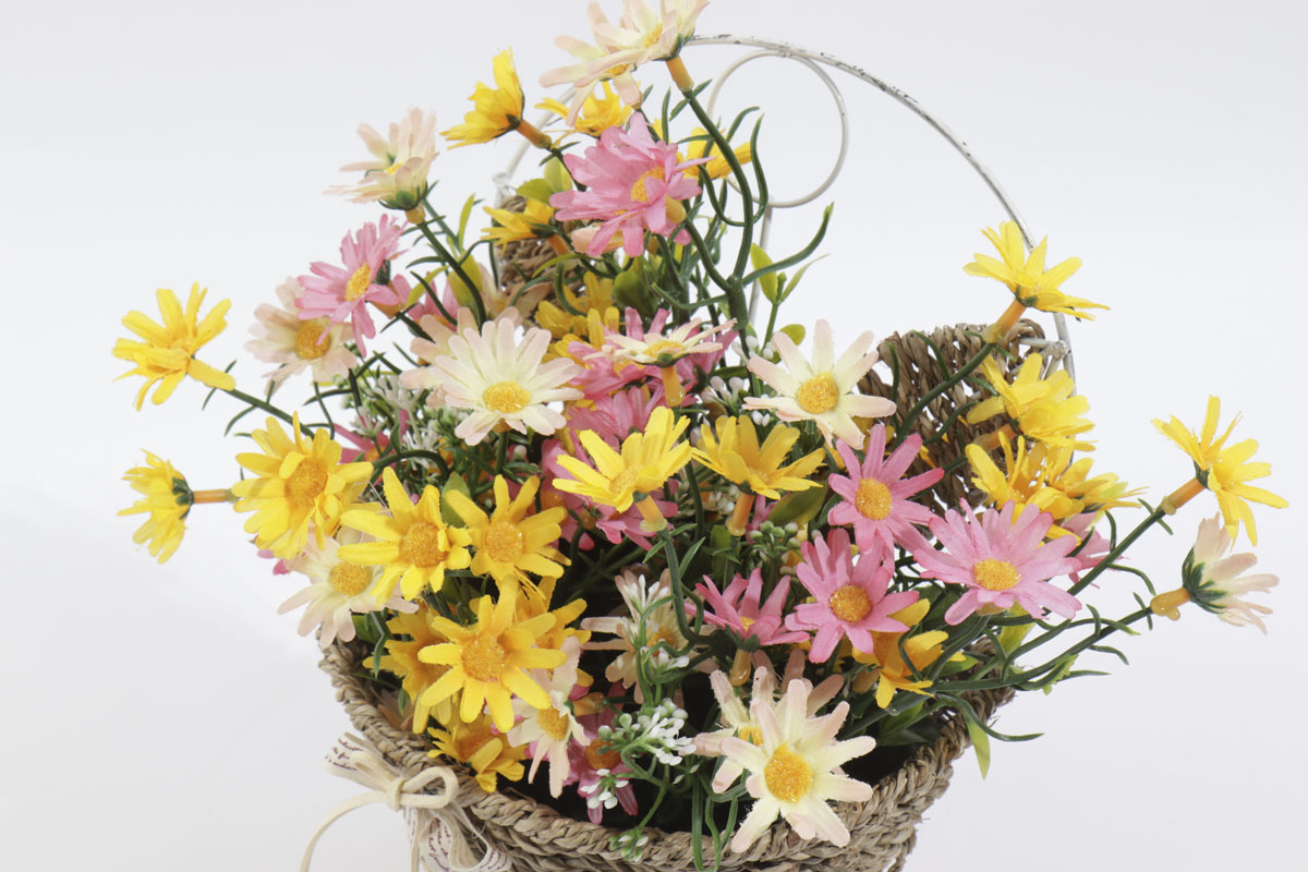 마가렛조화 바구니 화동 바구니 벽걸이 장식/조화/가짜꽃/인조꽃/인테리어꽃/테이블장식/화동바구니/인테리