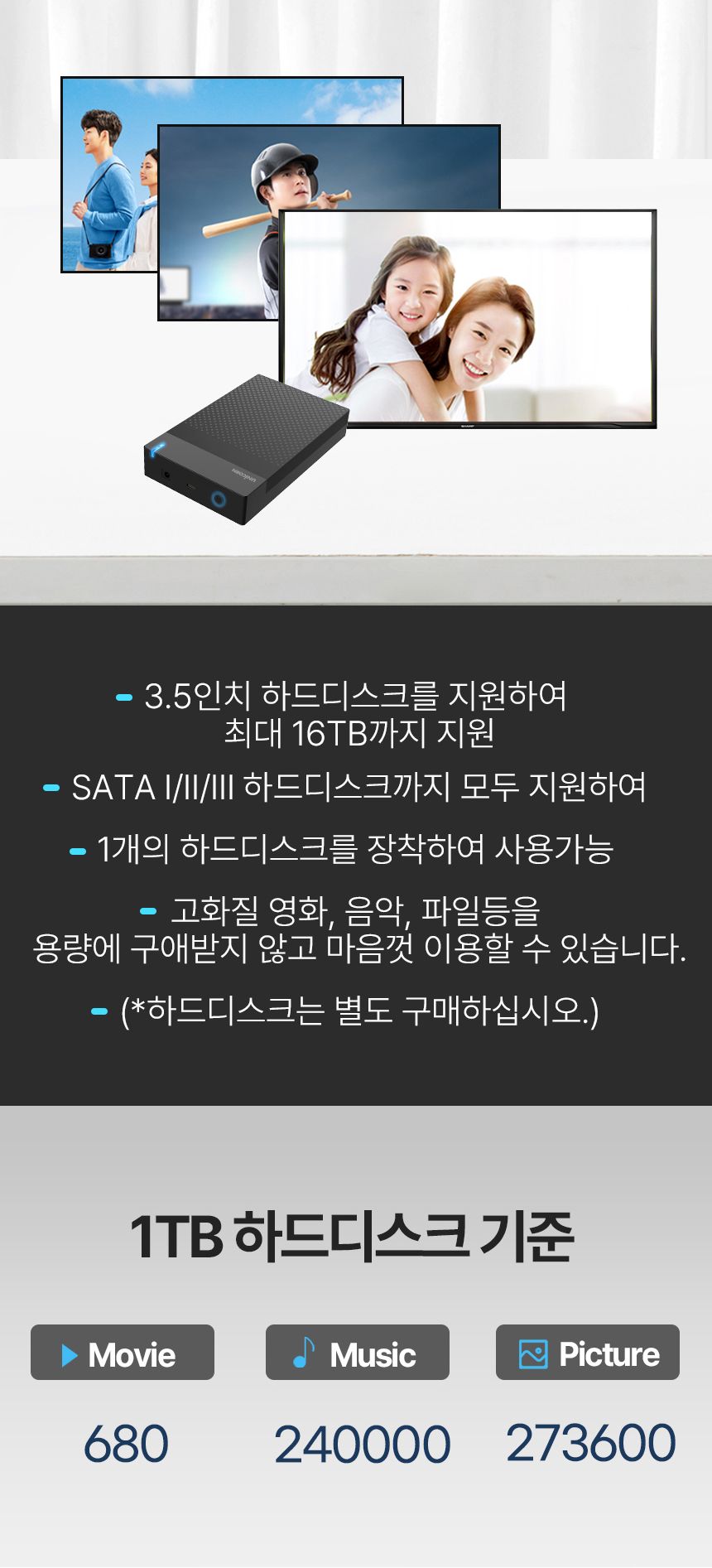 유니콘 USB3.1 C to A 유무선 외장하드케이스 3.5인치/외장/케이스/하드케이스/SSD외장하드/SSD외장케이스/