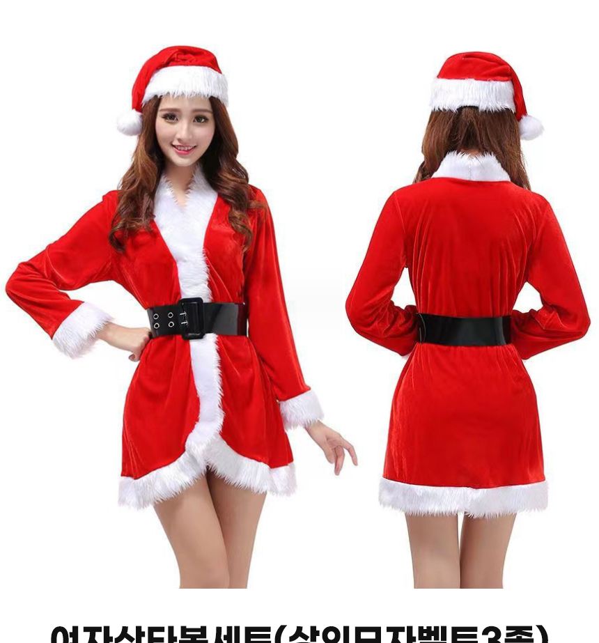 여자산타복세트(상의모자벨트3종)/산타복/산타변장세트/산타복세트/산타/산타변장/산타변장용품/산타용장갑