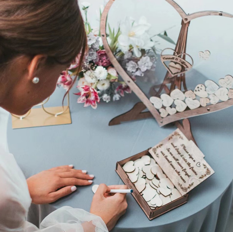 결혼식 돌 백일 행사 하트 게스트북(60pcs)/파티/파티방명록/테이블장식/파티데코/파티테이블/게스트북/방