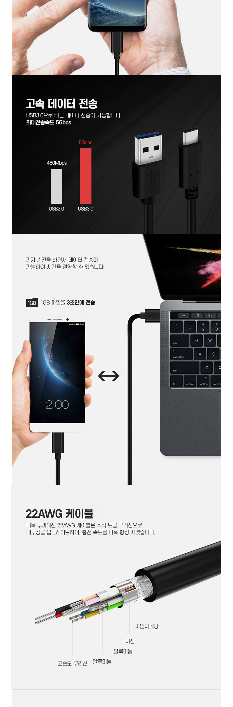 케이블/충전선/고속데이터전송케이블/C타입고속충전케이블/C형케이블/충전케이블/고속충전케이블/고속케이