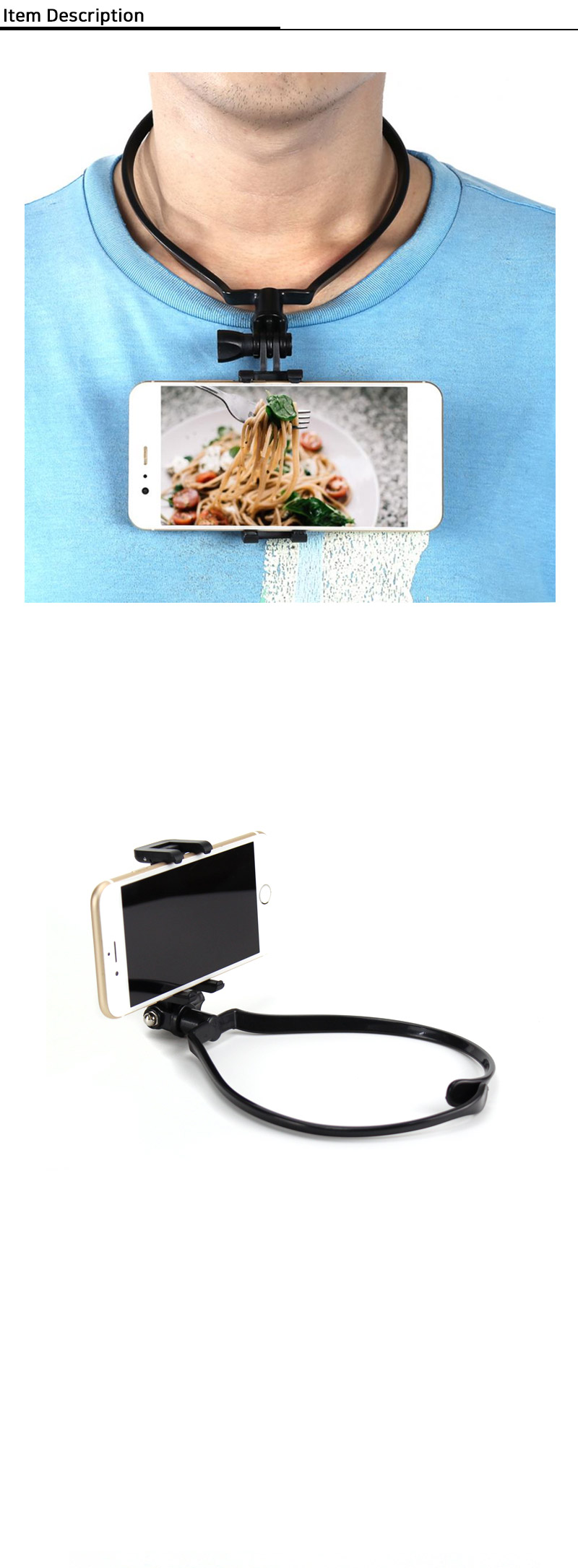 스마트폰 목 넥 마운트 유튜브 인스타 개인 방송 리뷰/넥거치대/개인촬영소품/개인촬영/유투브촬영소품/거