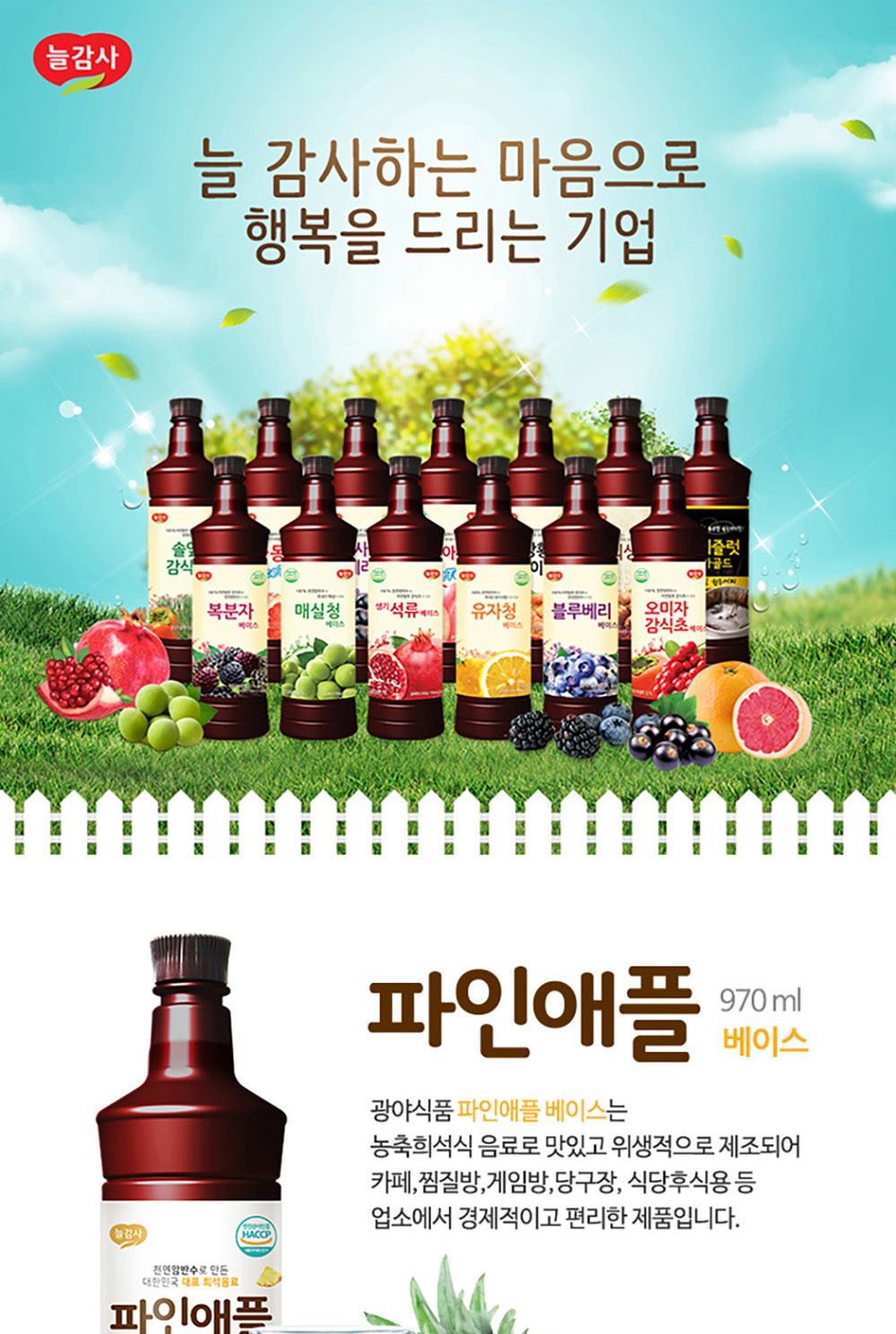 광야 파인애플 베이스 970mlX2/과일청/과일원액/원액쥬스/과일음료베이스/과일청베이스/쥬스베이스/업소용