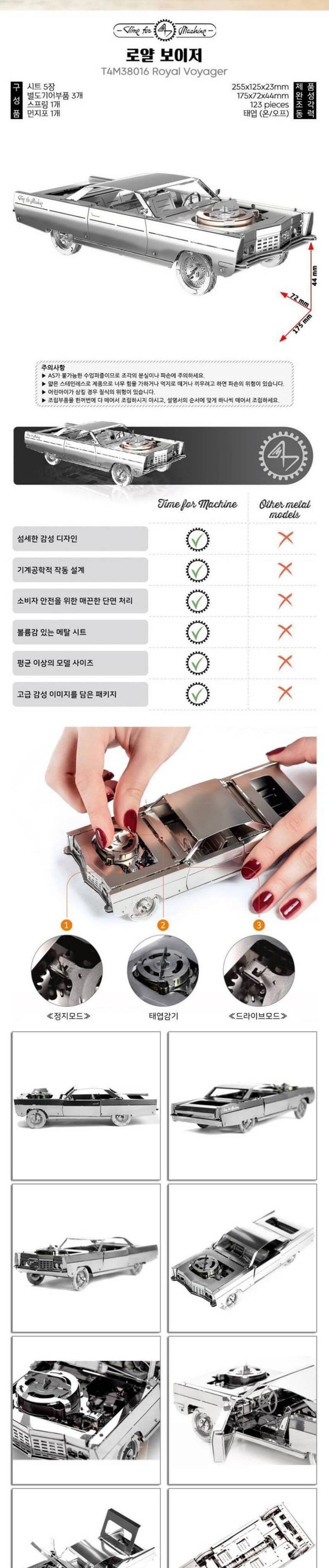 3D메탈퍼즐 로얄 보이져 자동차 작동모형 만들기/키덜트퍼즐/입체퍼즐/메탈퍼즐/금속퍼즐/어른장난감/입체