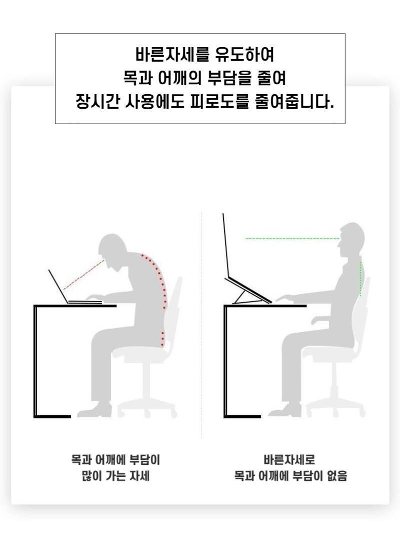 메탈 실버 블랙 휴대용 노트북 거치대 태블릿 받침대/노트북거치대/노트북스탠드/각도조절노트북거치대/각