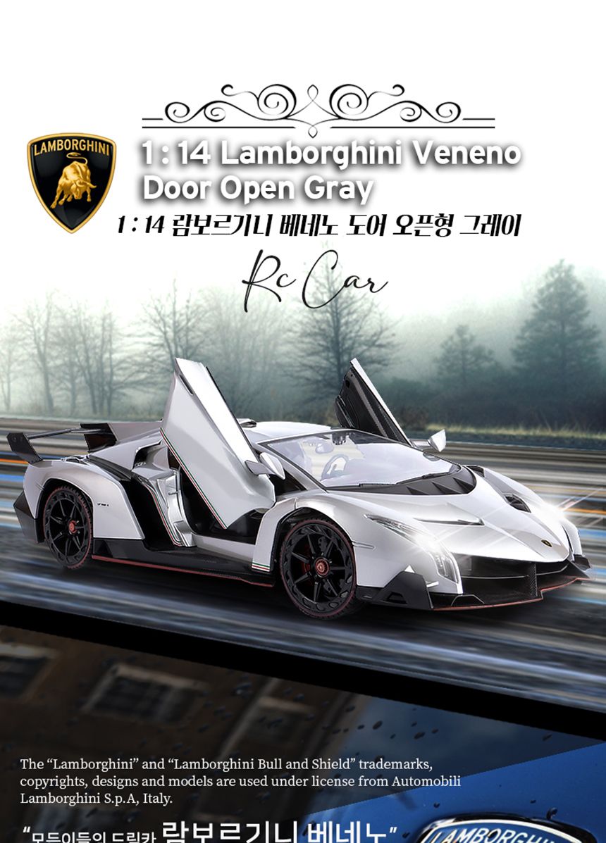 람보르기니 베네노 그레이 RC CAR 오픈형 무선자동차/무선자동차/중장비자동차/무선건설장비/RC중장비/남아
