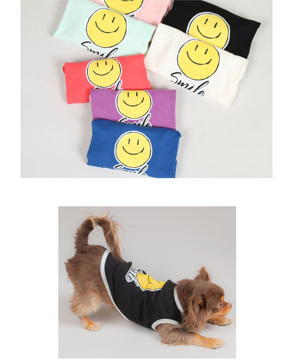 강아지 스마일 나시 (핑크) 데일리룩 민소매 티셔츠/나시/강아지나시/펫나시/강아지여름나시/애견나시/애견