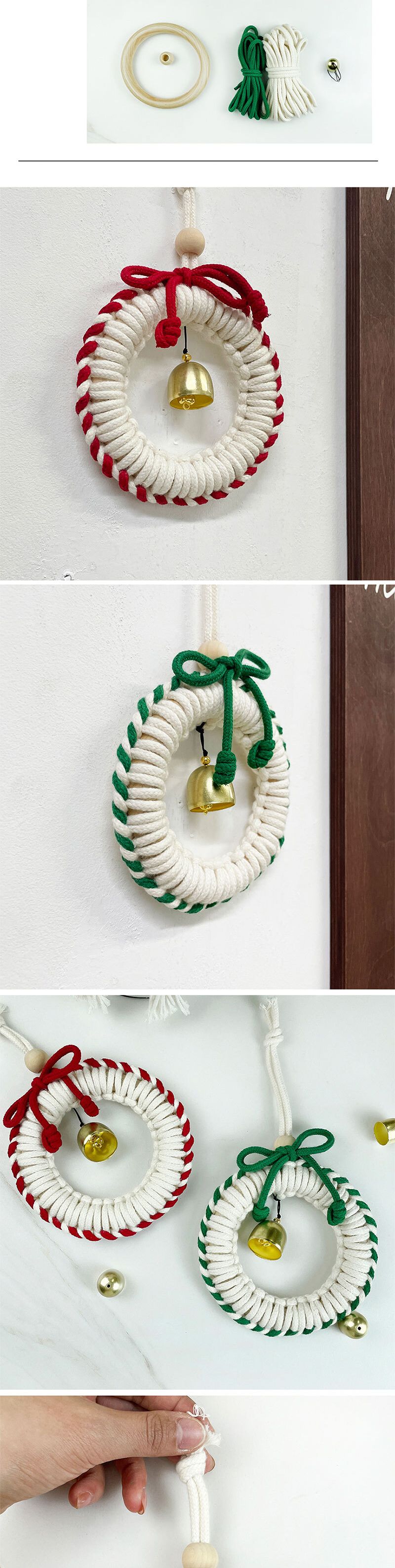 도어벨 만들기 크리스마스 리스 마크라메 DIY/크리스마스리스/크리스마스도어벨/크리스마스소품/크리스마스