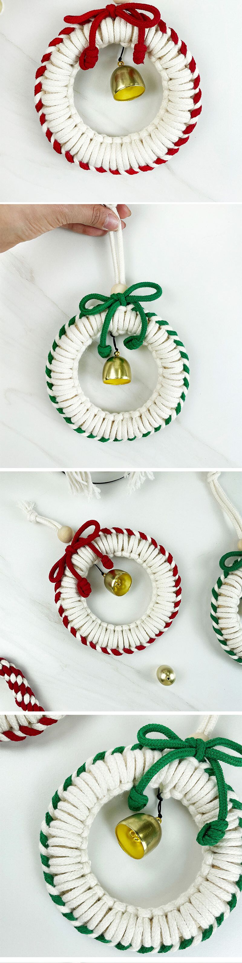 도어벨 만들기 크리스마스 리스 마크라메 DIY/크리스마스리스/크리스마스도어벨/크리스마스소품/크리스마스