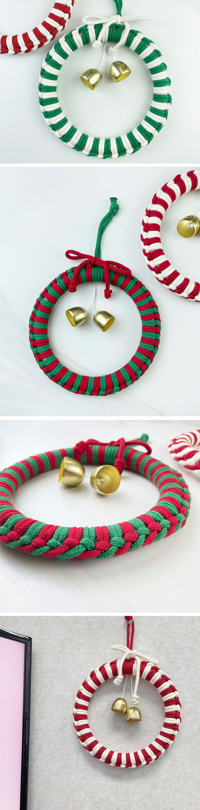 크리스마스 리스 도어벨 마크라메 만들기 DIY 문종/크리스마스리스/크리스마스도어벨/크리스마스소품/크리