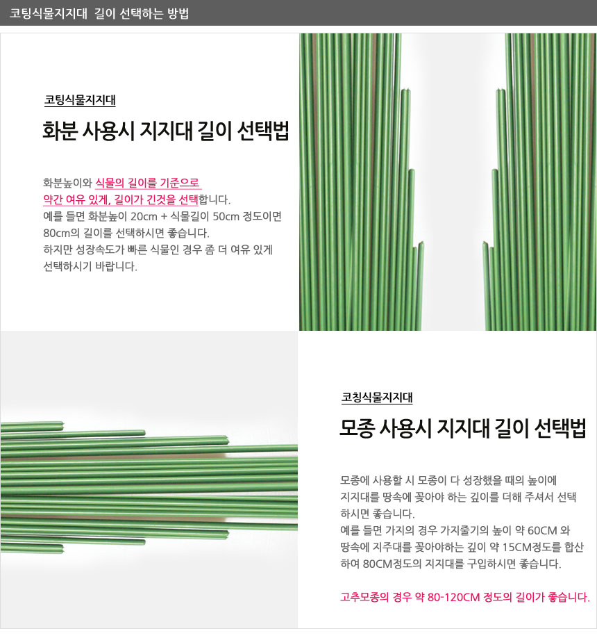 코팅 식물지지대 6호 (20개) 고추지지대 식물지주대/식물지지대/지지대/지주대/식물지주대/고추지지대/고추