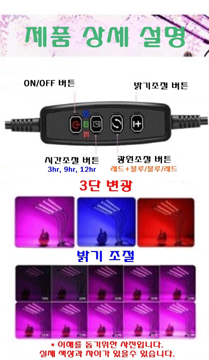 식물 성장등 램프 LED 조명 변광 3색 집게형/조명/식물조명/원예조명/재배/식물재배/재배용조명/식물키우기