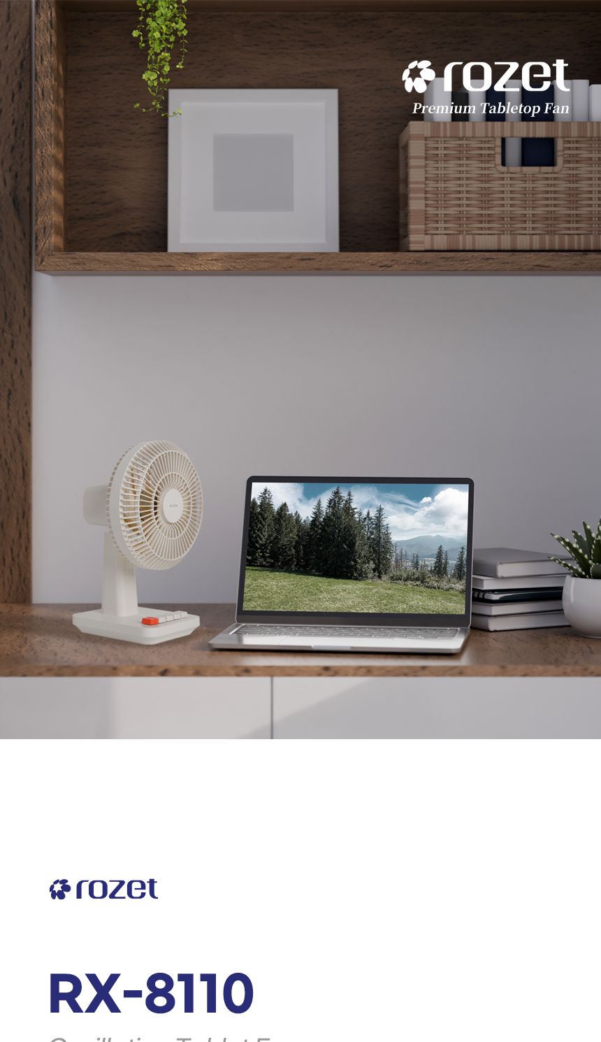 rozet 탁상형 책상용 무선 회전 레트로선풍기 RX-8110/캠핑무선선풍기/캠핑용선풍기/충전식선풍기/소형선풍
