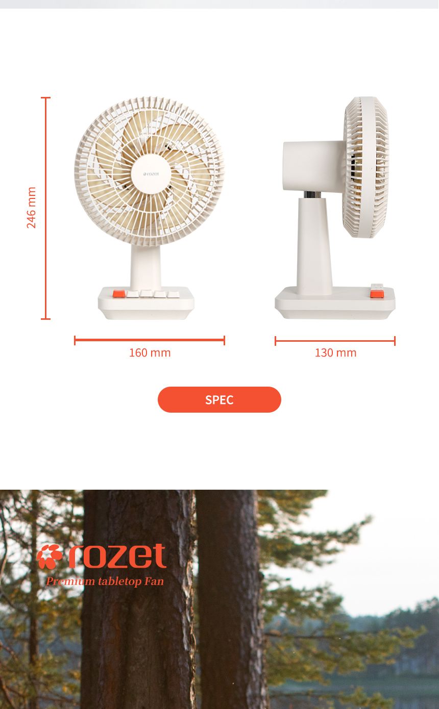rozet 탁상형 책상용 무선 회전 레트로선풍기 RX-8110/캠핑무선선풍기/캠핑용선풍기/충전식선풍기/소형선풍