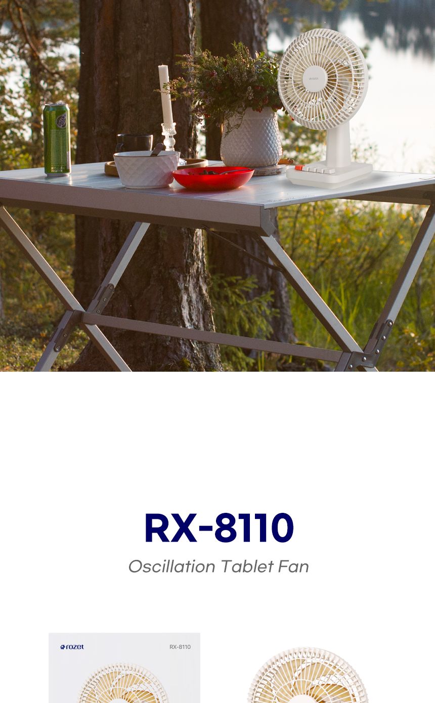 rozet 탁상형 책상용 무선 회전 레트로선풍기 RX-8110/캠핑무선선풍기/캠핑용선풍기/충전식선풍기/소형선풍
