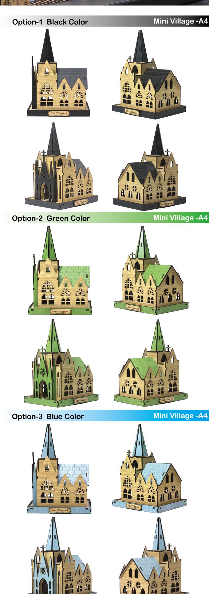 3D입체퍼즐 - 미니빌리지 A4 하우스 -블루/입체퍼즐/3D퍼즐/취미퍼즐/수집용퍼즐/목재퍼즐/건축물퍼즐/건축