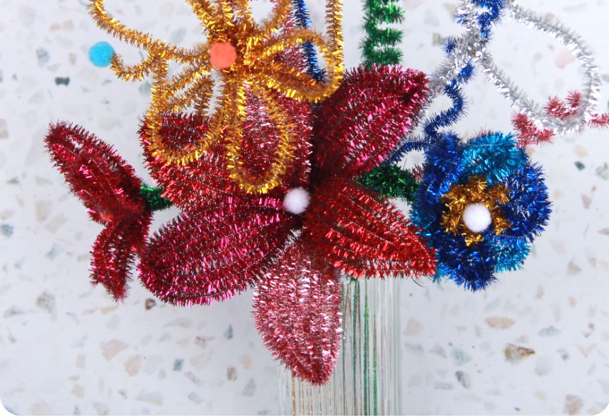 모루공예 반짝이 모루철사 100개입/털철사/모루인형재료/모루꽃/모루철사/모루공예