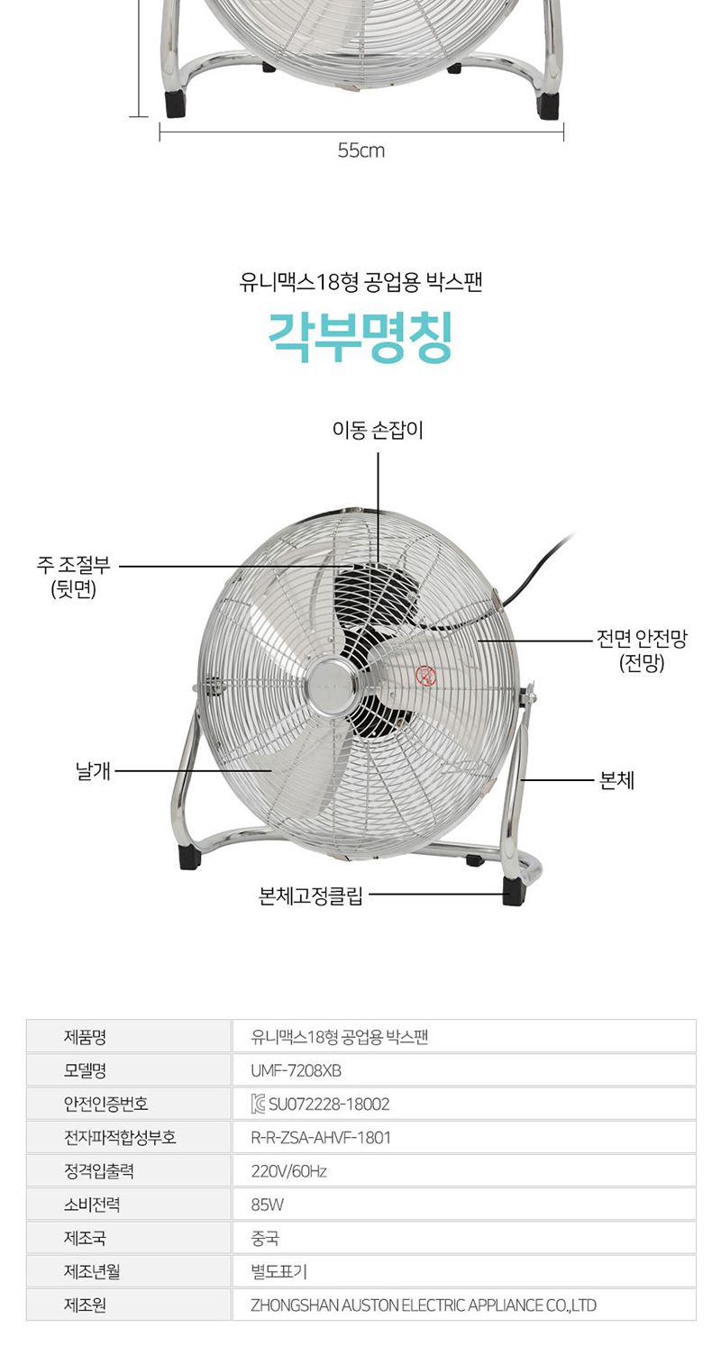 KC 대형 선풍기 데스크 박스팬 고정식 18인치 3단계/초강풍선풍기/공장/대형선풍기/서큘레이터/사무실선풍