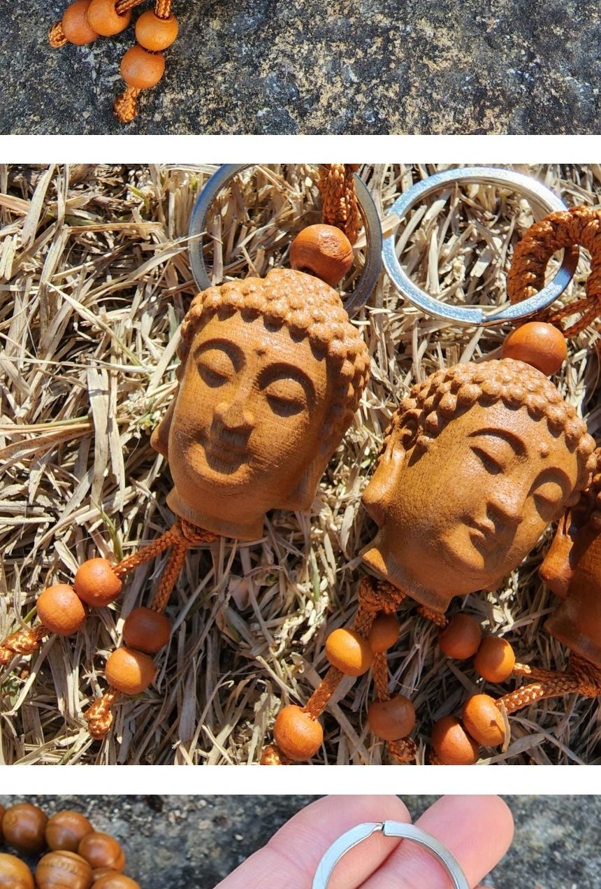 석가모니 얼굴 귀신 쫒는 복숭아나무 조각 키링 부적/부처님오신날/석가탄신일/불교염주/사월초파일/행운/