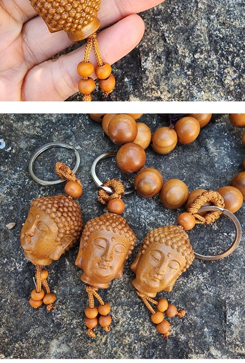 석가모니 얼굴 귀신 쫒는 복숭아나무 조각 키링 부적/부처님오신날/석가탄신일/불교염주/사월초파일/행운/