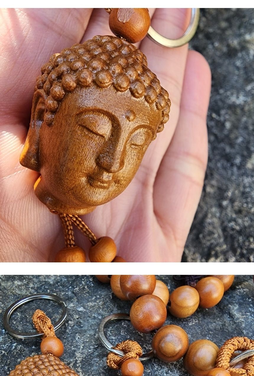 석가모니 얼굴 귀신 쫒는 복숭아나무 조각 키링 부적/부처님오신날/석가탄신일/불교염주/사월초파일/행운/