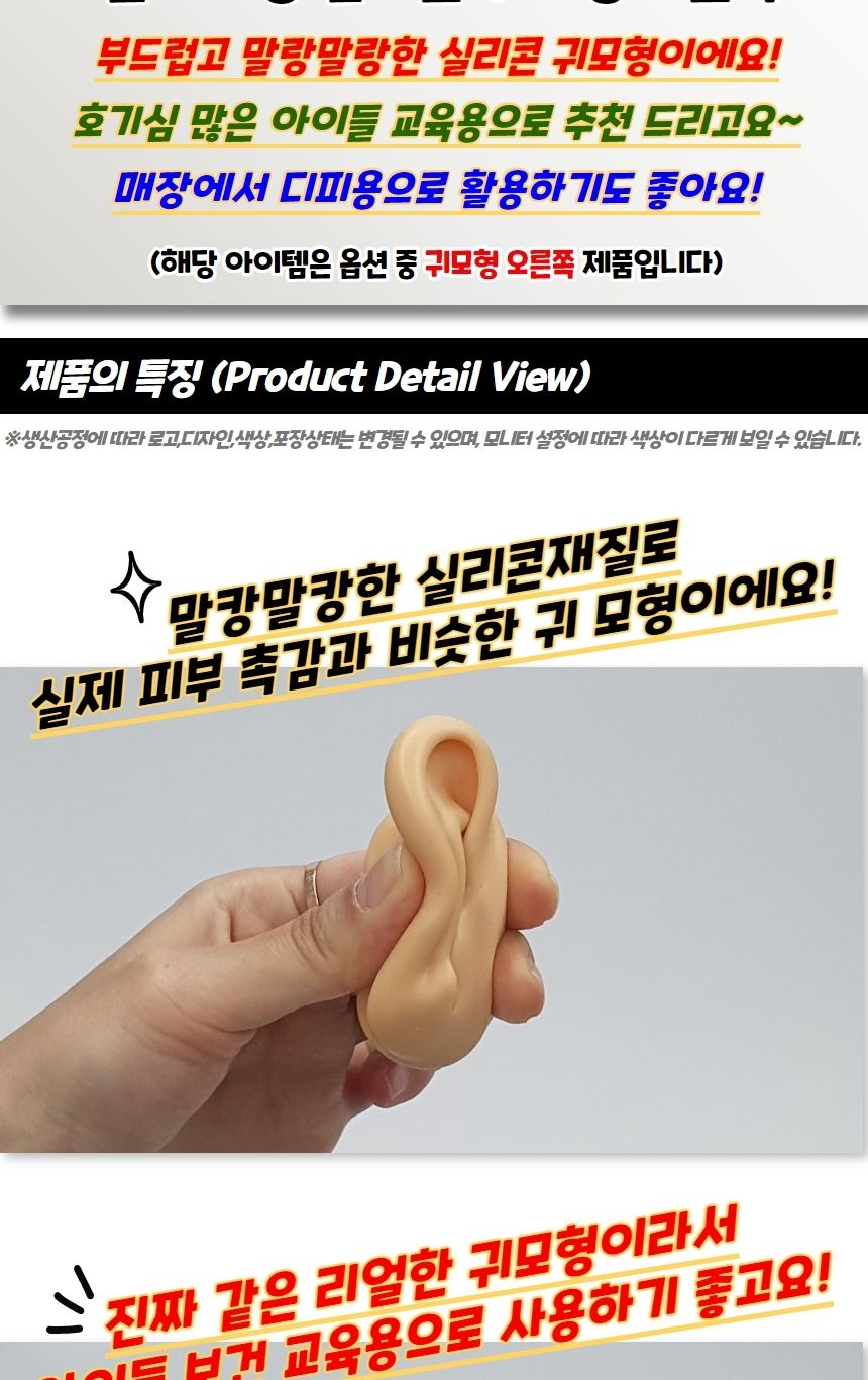 실리콘인체모형 인체모형 실리콘 귀모형 오른쪽/인체모형/건축모형재료/뼈모양/피젯/뽑기기계/가챠기계/인