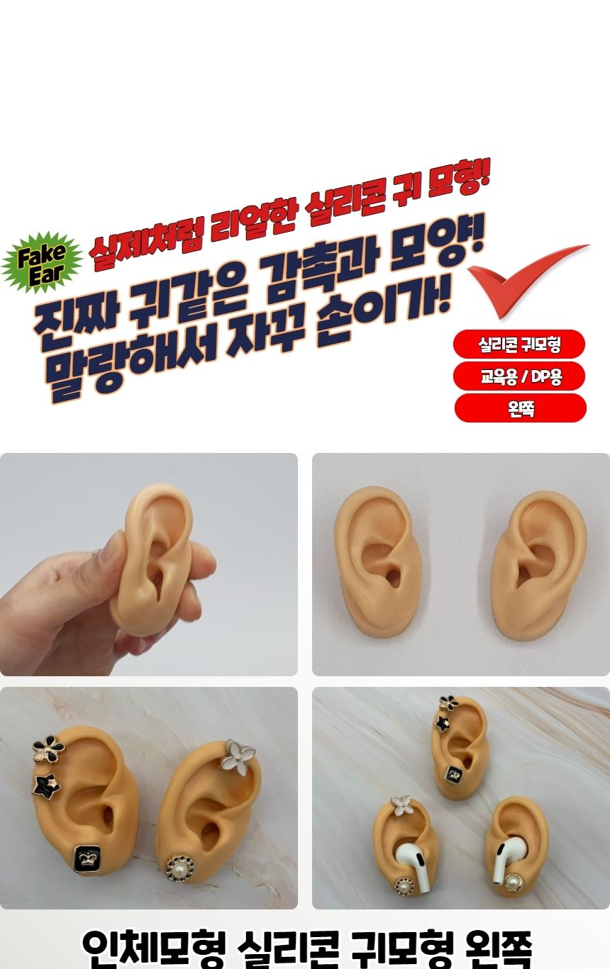 인체귀모형 인체모형 실리콘 귀모형 왼쪽/인체모형/건축모형재료/뼈모양/피젯/뽑기기계/가챠기계/인형뽑기