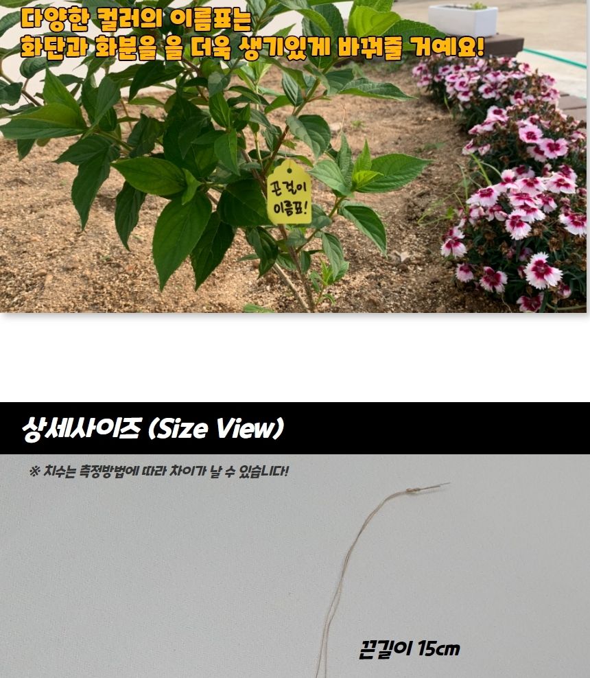 화분네임택 끈 걸이형 식물 태그 이름표 중 100P/식물이름표/화단팻말/화분네임택/화분픽/화분용픽/원예픽/