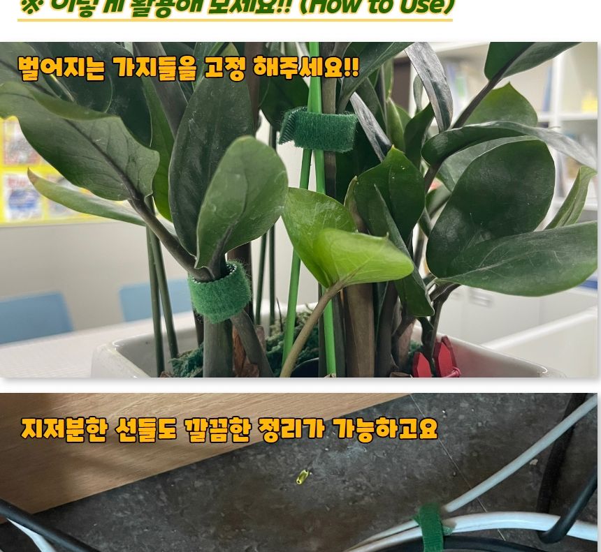 식물고정끈 원예용 탈부착타이 고정끈 그린 10m/지주대/가드닝/식물키우기/고정끈/가드닝소품/빵끈/칼라타