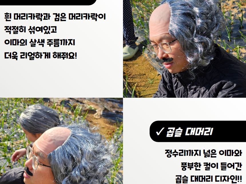 곱슬민머리가발 곱슬머리 마빡이 대머리 가발/코믹소품/가면/가발/게임용품/파티용소품/생일파티용품/파티