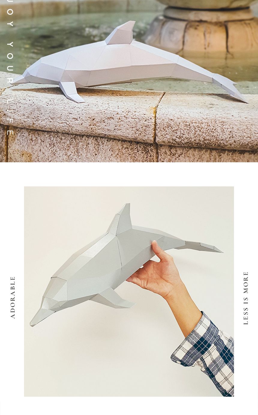 3D 돌고래 종이공예 장식 입체 페이퍼 크래프트/종이공예/종이접기/종이장식/종이모형/종이인형/DIY/돌고래