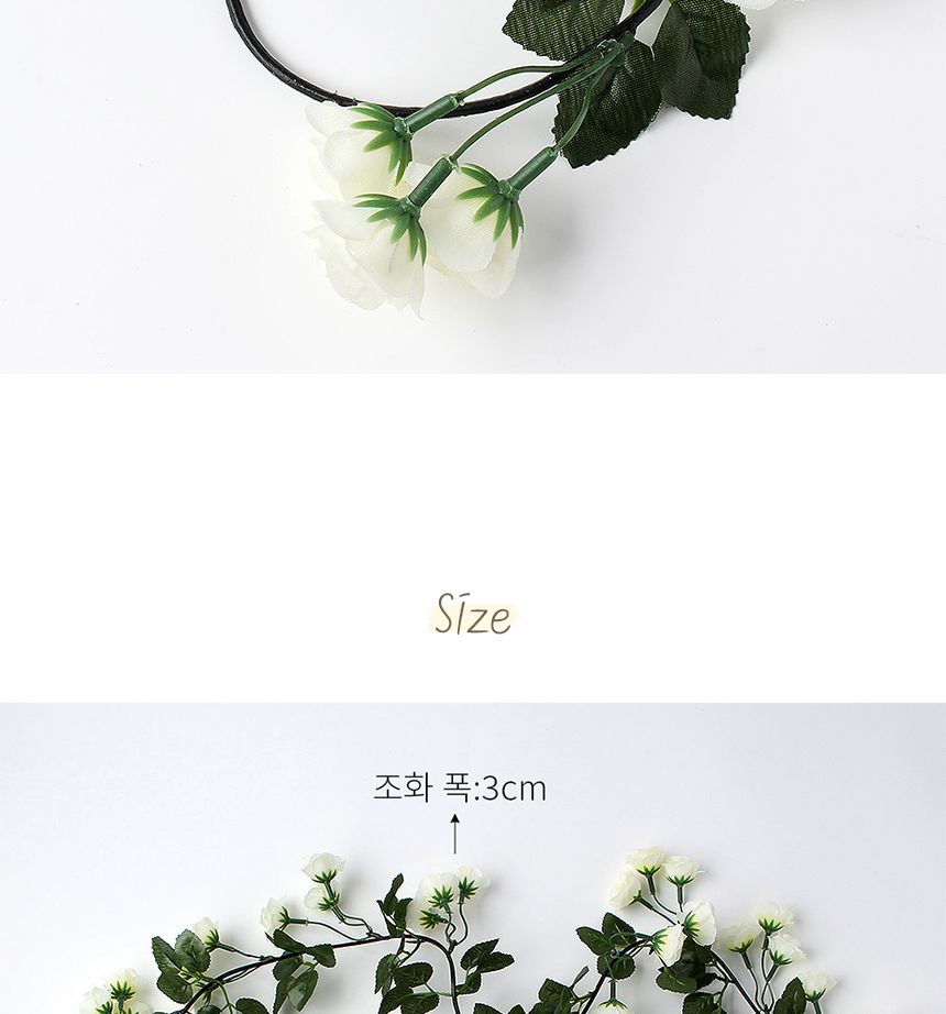 벽 인테리어용 장미 조화 넝쿨 가랜드 화이트/가짜넝쿨/넝쿨장식/인테리어넝쿨/인조덩굴/가짜덩굴/덩굴장식