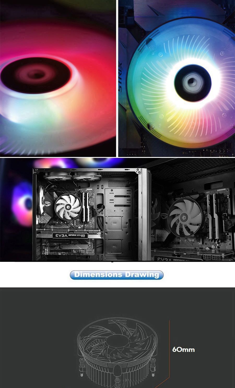 RGB CPU쿨러 인텔 LGA 1200 115X소켓 TDP 100W 쿨링팬/쿨러/CPU쿨러/공랭/공냉/INTEL/인텔/인텔12세대/CPU1