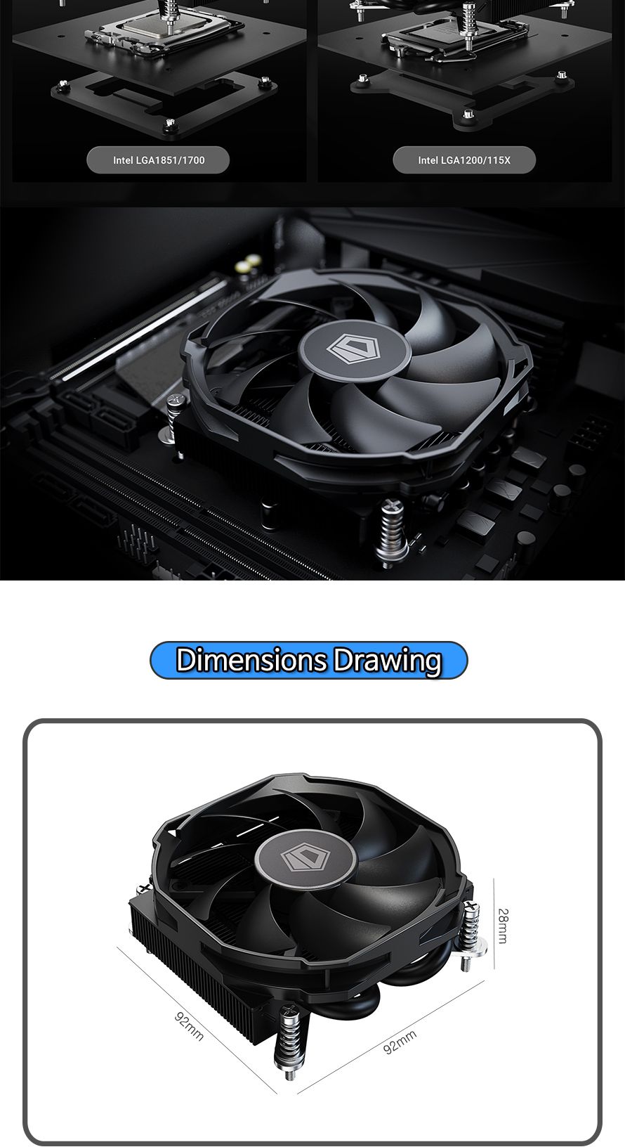 컴팩트 고성능 CPU 쿨러 인텔 LGA전용 TWD 65W 컴퓨터/쿨러/CPU쿨러/공랭/공냉/INTEL/인텔/인텔12세대/CPU1