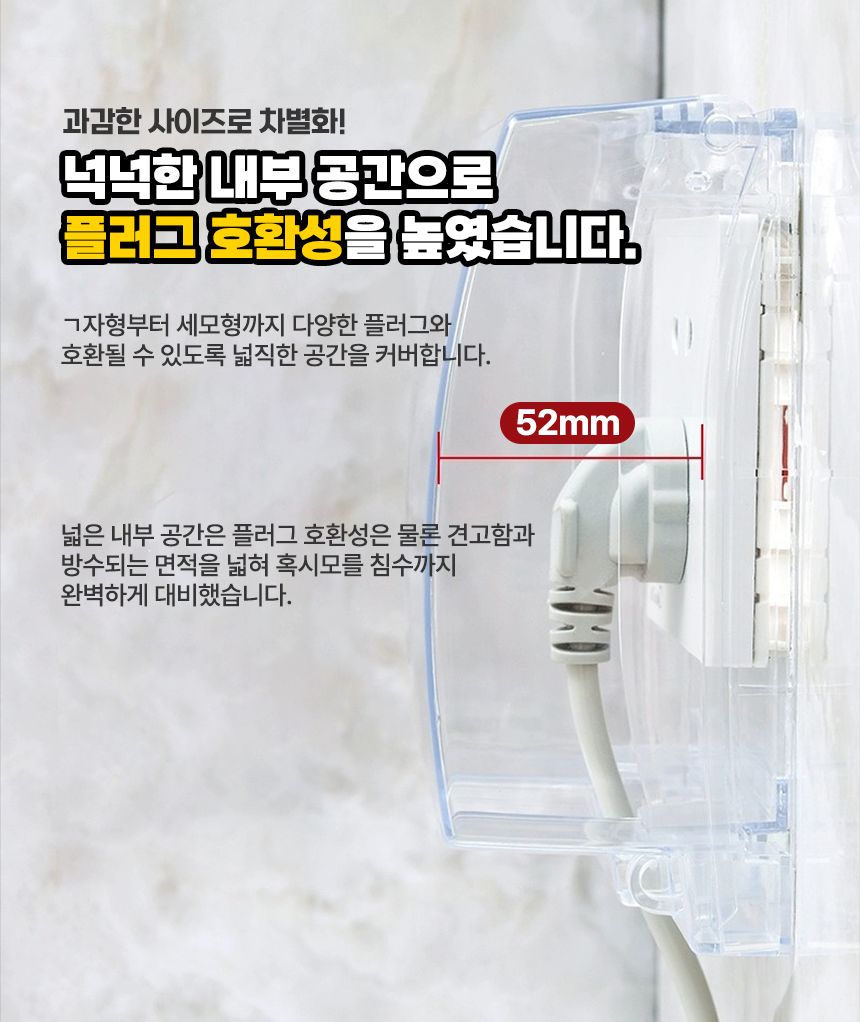 화장실 무타공 욕실 방수 커버 콘센트 덮개 케이스/콘센트커버/콘센트뚜껑/콘센트마개/방수커버/콘센트방수