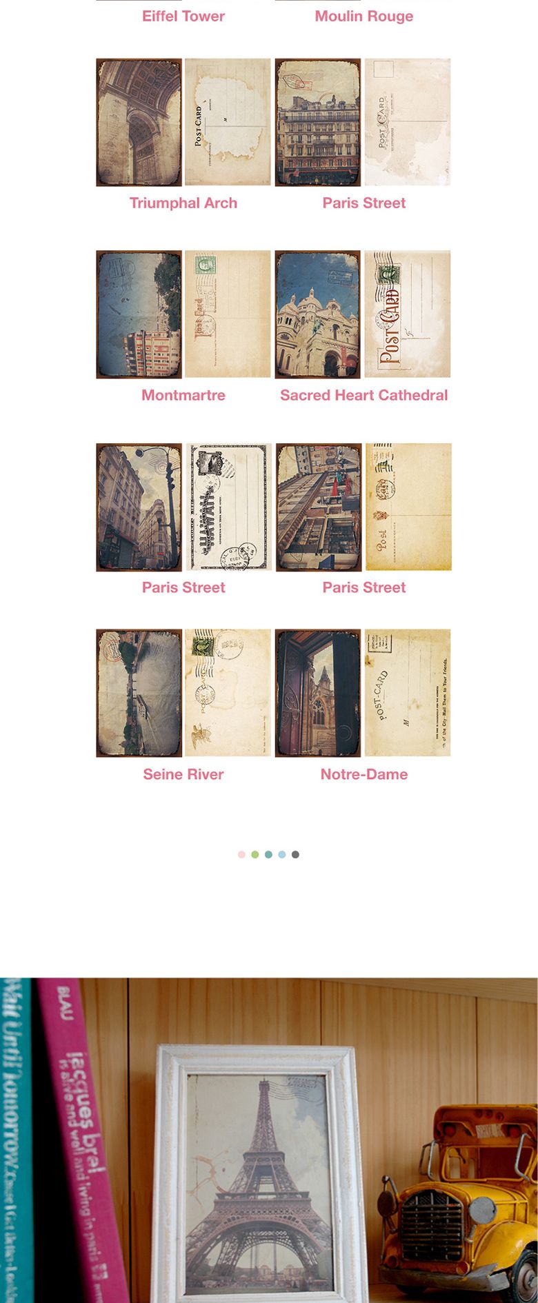 (나무에센스) 봉쥬르 파리 포스트카드 10P 세트/엽서/포토엽서/인테리어카드/카드엽서/엽세세트/포스트엽서