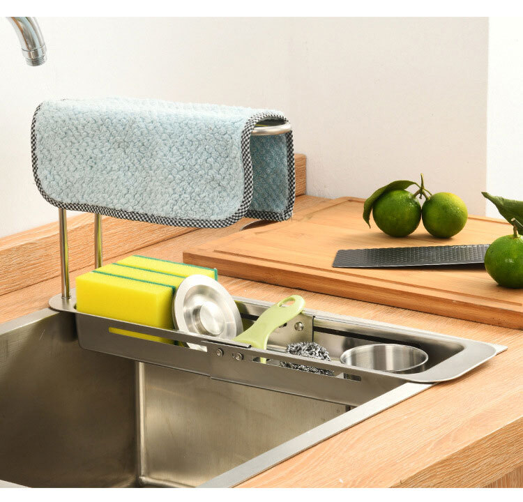 접이식 싱크대 물빠짐 수세미받침 걸이 받침대 스텐/수세미걸이/수세미받침대/씽크대수세미걸이/수세미보관