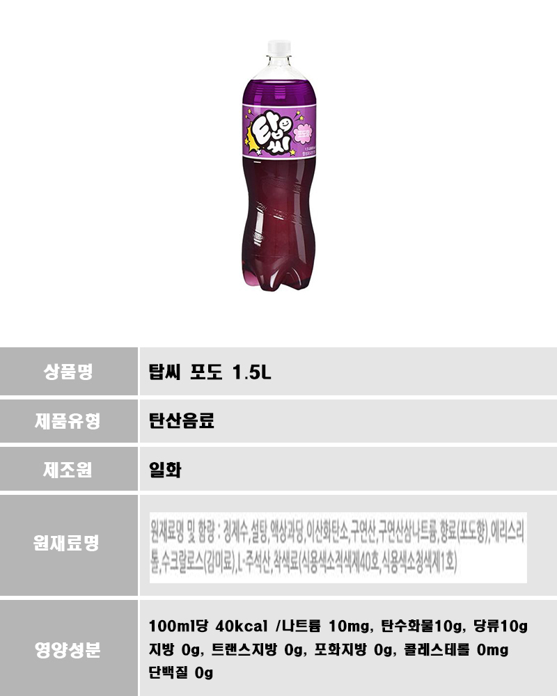 탑씨 2종 1.5L 포도6개+파인애플6개/페트음료/과일음료/과즙음료/탑씨음료/탑씨페트/페트탑씨/탄산음료/탄