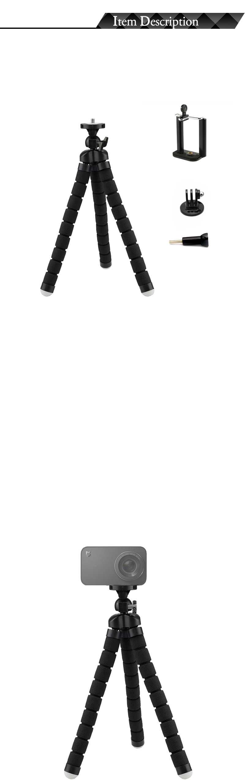 GOPRO9 호환 액션캠 관절 삼각대 대형 문어 고릴라/삼각대/캠삼각대/휴대폰삼각대/액션캡용삼각대/고프로삼