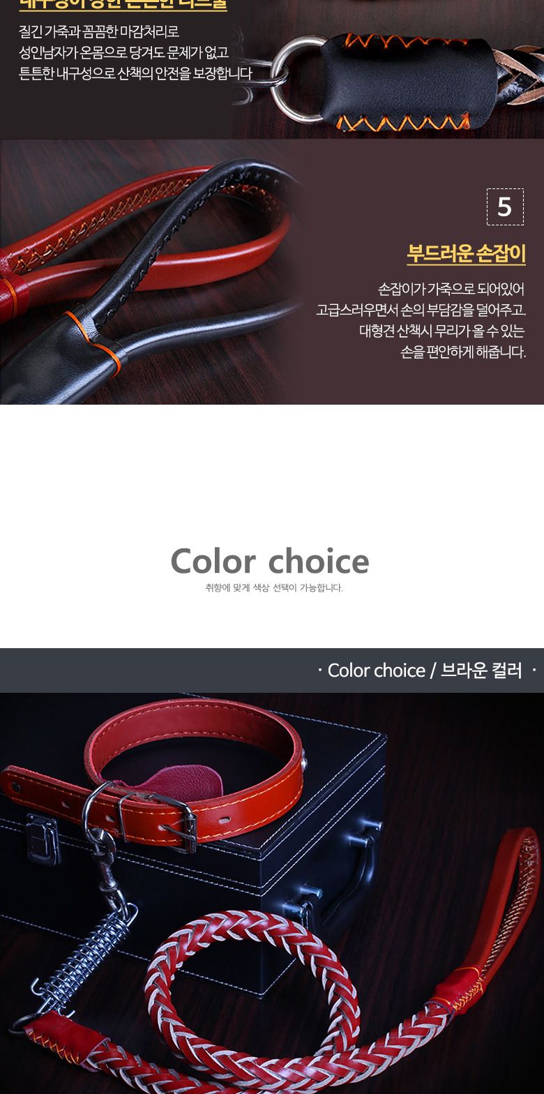 애완견 가죽 로프 목걸이 L/리드줄/애완줄/애완견줄/산책줄/산책리드줄/강아지줄/강아지리드줄/애견리드줄/