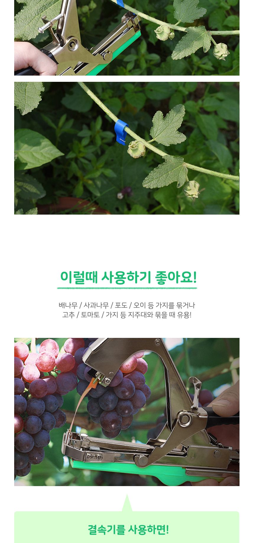 원예용 결속기 세트 (그린) DK49/원예용바인딩/포도결속기/가지묶기/사과나무가지유인/농작물지지대묶기/가